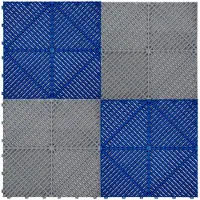 MonsterShop Geventileerde Kliktegels 3,2m x 6m voor Garage en Werkplaatsen, Antislip - 90 Grijs en 30 Blauw