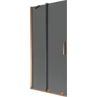 Mexen Velar badwand partijscherm 2-vleugelig schuifbaar 95 x 150 , grafiet, roze goud - 896-095-000-41-60
