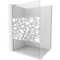 Mexen Kioto L douchewand Walk-in 90 x 200 , wit patroon, goud - 800-090-103-50-85