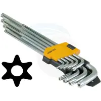 Tolsen Inbussleutelset - Torx - Maat T10, T15, T20, T25, T27, T30, T40, T45 en T50 - Extra lang - 9-delig
