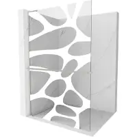 Mexen Kioto+ L douchescherm met plank Walk-in 120 x 200 , witte golf, geborsteld nikkel - 800-120-123-97-97