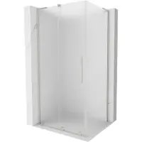 Mexen Velar L douchecabine schuifdeur 100 x 70 , ijsglas, geborsteld nikkel - 871-100-070-33-97