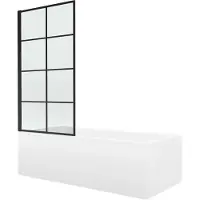 Mexen Cubik rechthoekig bad 170 x 70 met ombouw en 1-vleugelige paravent 70 , zwart patroon fix - 550317070X9307007077