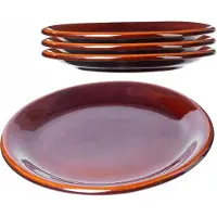 Kadax Eetborden, borden van klei met keramische laag, vaatwasmachinebestendige platte borden, platte eetborden, serveerborden voor ontbijt, cake, desserts (plat, 4 stuks)
