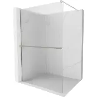 Mexen Kioto+ douchewand met plank Walk-in 70 x 200 , strepen, geborsteld nikkel - 800-070-121-97-09