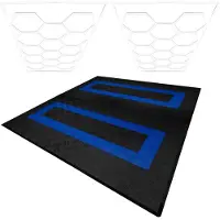 MonsterShop Hexagon LED-verlichting x 2 & Geventileerde Garagevloertegels x 165 Zwart & 60 Blauw met Randen