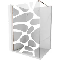 Mexen Kioto douchewand Walk-in 120 x 200 , witte golf 8 mm, roze goud - 800-120-101-60-97