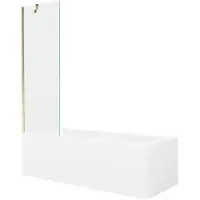 Mexen Cubik rechthoekig bad 160 x 70 met ombouw en 1-vleugelig scherm 60 , transparant, goud - 550316070X9506000050
