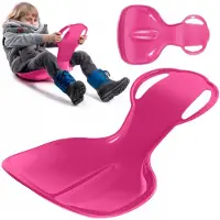 Kadax Poporutscher voor kinderen, sneeuwschuiver van kunststof, 59 x 39 x 17 cm sneeuwschaal, glijplaat met handgrepen, schotelglijder, sneeuwflitser, wintersport (roze)