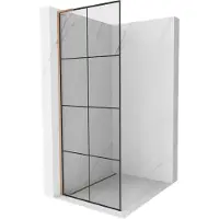 Mexen Kioto L douchescherm Walk-in 70 x 200 , zwart raster, geborsteld koper - 800-070-103-65-77