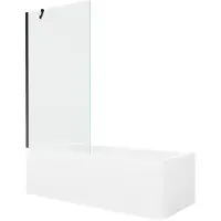 Mexen Cubik rechthoekig bad 150 x 70 met ombouw en 1-vleugelige scherm 90 , transparant, zwart - 550315070X9509000070