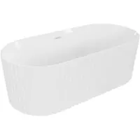 Mexen Paola vrijstaande geribbelde badkuip 170 x 80 , wit glans, witte overloop - 52721708000-20
