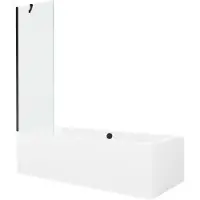 Mexen Cube rechthoekig bad 180 x 80 met ombouw en 1-vleugelig scherm 60 , transparant, zwart - 550518080X9506000070