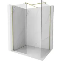 Mexen Kioto douchescherm Walk-in 130 x 110 , transparant, goud - 800-130-202-50-00-110
