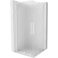 Mexen Velar L Duo douchecabine schuifdeur 100 x 100 , matglas, wit - 871-100-100-02-33-20