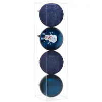 Springos Kerstboom ballen - - 12 cm - Onbreekbaar - 4 stuks - Marineblauw