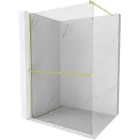 Mexen Kioto+ douchewand met plank Walk-in 125 x 200 , transparant, geborsteld goud - 800-125-121-55-00