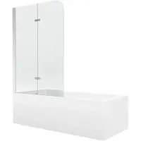 Mexen Cubik rechthoekig bad 150 x 70 met ombouw en 2-delige douchewand 100 , transparant, chroom - 550315070X9010020100