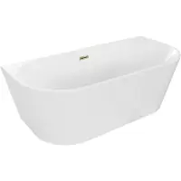 Mexen Oval vrijstaande wandbadkuip 180 x 80 , wit, goud overloop - 52671808000-50