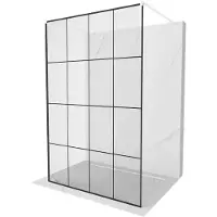 Mexen Kioto vrijstaande douchewand 140 x 200 , zwart raster 8 mm, wit - 800-140-002-20-77