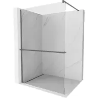 Mexen Kioto+ douchewand met plank Walk-in 100 x 200 , transparant, gun metal - 800-100-121-95-00