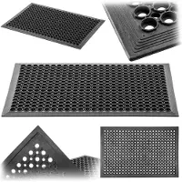 Kadax Antislip deurmat voor buiten, zwarte rubberen mat, vuilvangmat voor entrees, rubberen deurmat (90 x 150 cm)