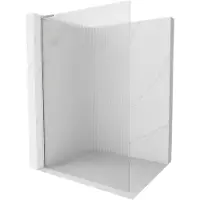 Mexen Kioto L douchescherm Walk-in 90 x 200 , strepen, geborsteld nikkel - 800-090-103-97-09