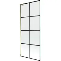 Mexen Next L badwand 1-delig 80 x 150 , zwart raster, goud - 895-080-000-03-77-50