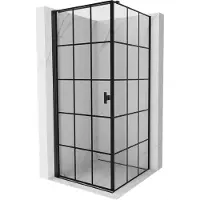 Mexen Mist-B douchecabine links draaiend 90 x 90 , zwart raster, zwart - 8A2T-090-090-70-77-L