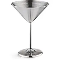 Jojomino Cocktailglas van roestvrij staal met hoge voet, onbreekbaar metaal, champagneglas, zilver