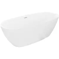 Mexen Luvo Slim vrijstaande badkuip 170 x 75 , wit, overloop geborsteld nikkel - 52801707500-97