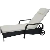 Mendler Poly-rattan ligstoel Carrara, relaxligstoel tuinligstoel, aluminium ~ antraciet, beige kussens