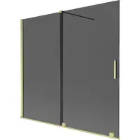 Mexen Velar badwand 2-delig schuifbaar 170 x 150 , grafiet, goud geborsteld - 896-170-000-41-55