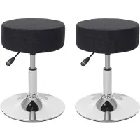 MCW Set van 2 krukken -C22, kruk make-up kruk, in hoogte verstelbaar Ø 35cm ~ textiel, donkergrijs