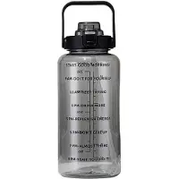 MaxPower Transparante waterfles van 2 liter met springdeksel, herinnering voor tijdschaal, lekvrije beker voor buitentraining