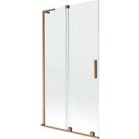 Mexen Velar L badwand 2-delige schuifwand 100 x 150 , transparant, geborsteld koper - 896-100-003-01-65