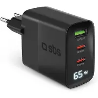 SBS Wall Charger 2xusb-c 65w & 1x Usb-a 60w Lcd Black
