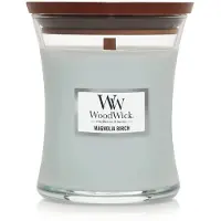 Woodwick Medium Zandloperkaars Magnolia Berk - Premium Soja Blend Wax Pluswick Innovatieve Houten Lont Gemaakt in de VS
