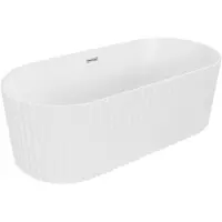 Mexen Paola vrijstaand gegroefd bad 170 x 80 , mat wit, overloop chroom - 52721708001-01