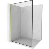 Mexen Kioto L douchezuil Walk-in 90 x 200 , zwart frame, goud geborsteld - 800-090-103-55-70