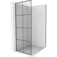 Mexen Kioto L douchewand Walk-in 70 x 200 , zwart raster, goud - 800-070-103-50-77