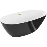Mexen Eris vrijstaande badkuip 180 x 95 , wit/zwart, overloop goud geborsteld - 53441809575-55