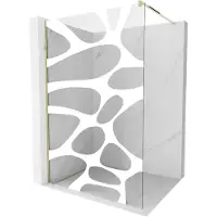 Mexen Kioto douchewand Walk-in 140 x 200 , witte golf 8 mm, goud - 800-140-101-50-97