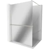 Mexen Kioto+ douchewand met plank Walk-in 70 x 200 , spiegel, geborsteld nikkel - 800-070-121-97-50