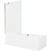 Mexen Cube rechthoekig bad 170 x 80 met ombouw en 1-delige scherm 100 , transparant, goud - 550517080X9510000050