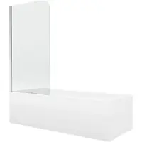 Mexen Vega rechthoekig bad 150 x 70 met omkasting en 1-delige scherm 80 , transparant, chroom - 550115070X9008010100