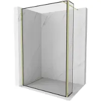 Mexen Kioto douchewand inloop 160 x 30 , zwarte lijst, goud - 800-160-212-50-70-030