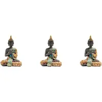 Tlily 3x Boeddhabeeld Thailand Sculptuur Hars Handgemaakt Boeddhisme Hindoe Feng Shui Beeldje Meditatie Huisdecoratie Ornament