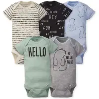 Gerber Baby Jongens 5-Pack Korte Mouwen Variatie Rompers Hello Bear Pasgeboren