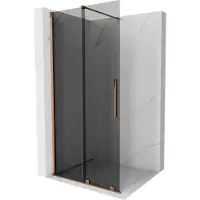 Mexen Velar schuifbare Walk-in douchescherm 110 x 200 , grafiet 8 mm, roze goud - 871-110-000-43-60